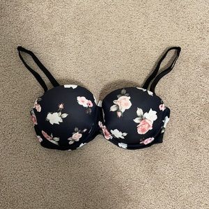 PINK floral convertible strapless bra